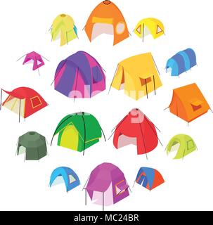 Tent forms icons set, isometric style Stock Vector