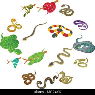 Snake icons set, isometric style Stock Vector
