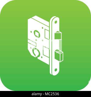 Standard door lock icon green vector Stock Vector