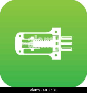 Door lock in section icon green vector Stock Vector