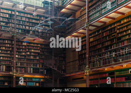 Old library interior in Rijsmuseum in Amsterdam city, Holland Stock Photo