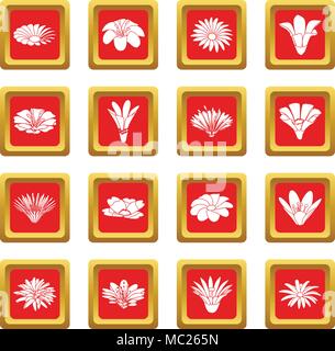 Detailed flower icons set red vector Stock Vector Image & Art - Alamy