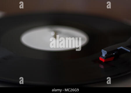 Vintage Record Player Needle on a Spinning Vinyl Stock Photo