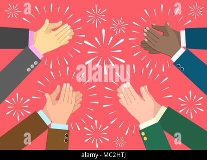 Applause. Clap hands ovation vector illustration, business recognition, congratulation and appreciation concept Stock Vector