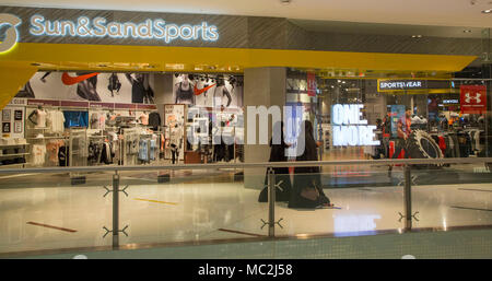 Dubai modern shopping centre with Fauchon, Dior, Chanel, Gucci, Louis Vuitton shops, Dubai Stock ...