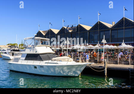 Kailis Bros seafood restaurant along the waterfront boardwalk at Fremantle Fishing Boat Harbour Fremantle, Western Australia, Australia Stock Photo