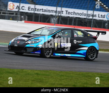 Silverstone, Towcester, Northamptonshire, England, Sunday 1st April 2018. Howard Fuller, Honda Civic Type R TCR, in the inaugural TCR UK Race weekend. Stock Photo