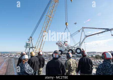 NORFOLK, Va. (Jan. 25, 2017) Sailors crane an aircraft crash and ...