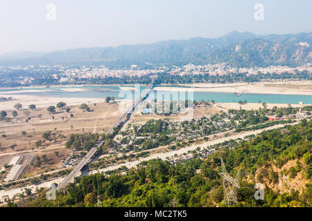 Haridwar aerial panoramic view in the Uttarakhand state of India. Stock Photo