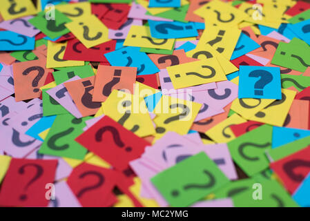 colorful paper with question mark as background. mystery,diversity,questions concept Stock Photo
