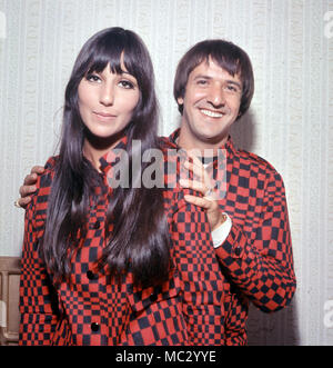 SONNY AND CHER US pop singers in London in 1966. Photo: Tony Gale Stock Photo