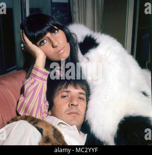 SONNY AND CHER US pop singers in London in 1966. Photo: Tony Gale Stock Photo