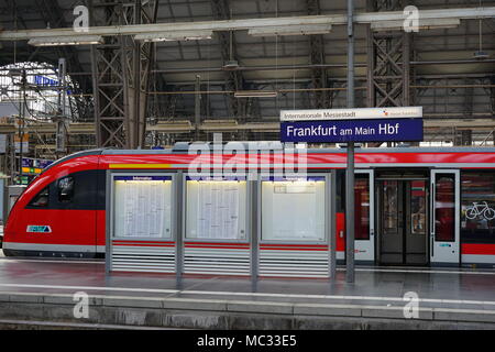 Platform Hall, railway timetable, Central Station, Frankfurt am Main, Germany Stock Photo