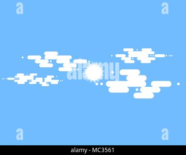 Vector flat cloud set. Blue sky with white clouds. Vector stock illustration Stock Vector