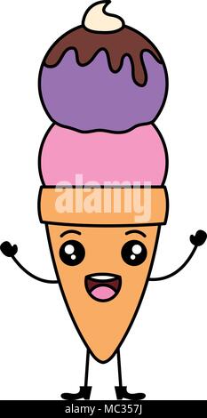 ice cream cartoon kawaii icon. Vector graphic Stock Vector Image & Art ...