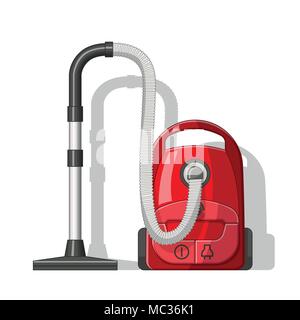 Red vacuum cleaner. Isolated on white background. Stock Vector