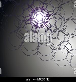 Abstract vector background. Hexagonal dynamic composition. Stock Vector