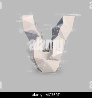 Capital latin letter V in low poly style. Stock Vector