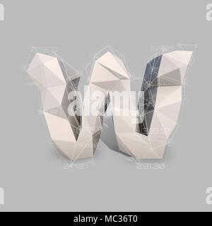 Capital latin letter W in low poly style. Stock Vector