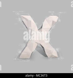 Capital latin letter X in low poly style. Stock Vector