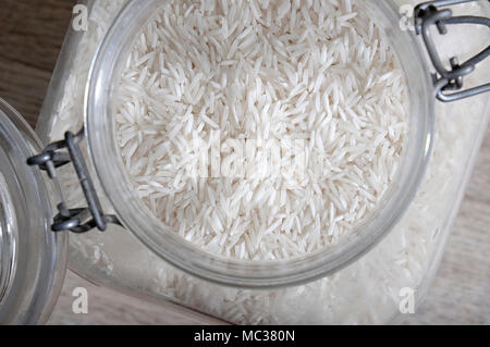 indian basmati rice in kilner style glass jar Stock Photo