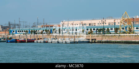 A high-speed train arrives at Venice's Saint Lucia Station Stock Photo