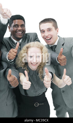 international business team showing thumbs up. the concept of t Stock Photo