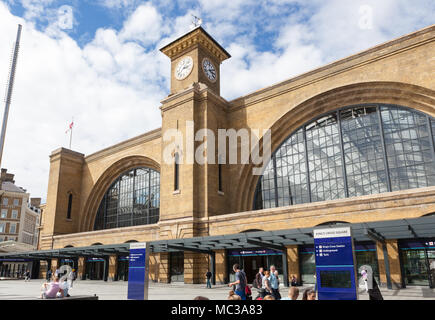 King's Cross Railway Station London with people outside. Stock Photo