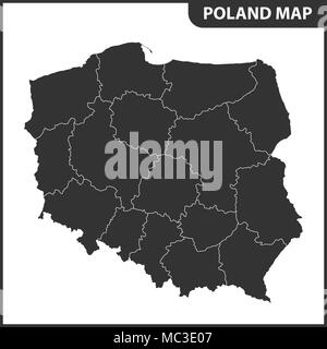 The detailed map of Poland with regions or states Stock Vector