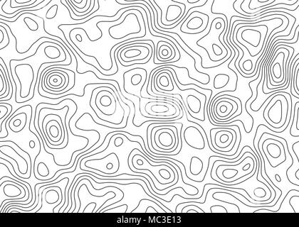 Topographic map backdrop. Conditional geography scheme and the terrain path. Contour line abstract background. Stock Vector