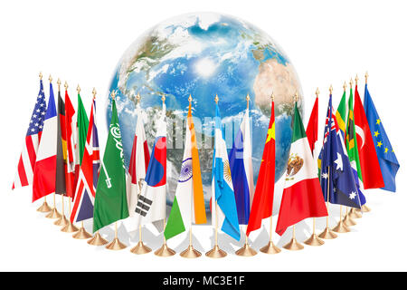 3D globe with national flags Stock Photo - Alamy