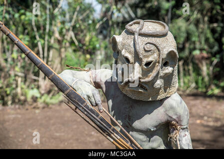 Masked Asaro Mudmen performance, Geremiaka village, Goroka area, Eastern Highlands Province, Papua New Guinea Stock Photo