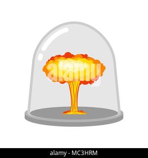 Nuclear explosion in glass bell. Laboratory studies of war. Chemical weapon Stock Vector