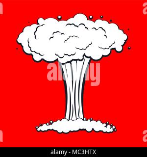 Nuclear explosion isolated. War. large red explosive chemical mushroom. Stock Vector