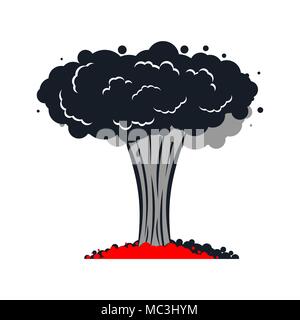 Nuclear explosion isolated. War. large red explosive chemical mushroom. Stock Vector