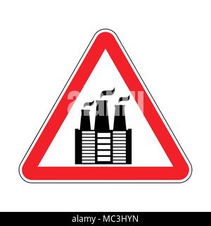 Attention Factory. Environmental pollution prohibited. Yellow triangle ...