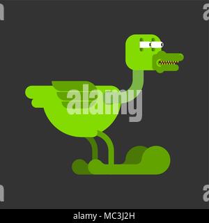 Duck dinosaur monster prehistoric. Green drake. Vector illustration Stock Vector
