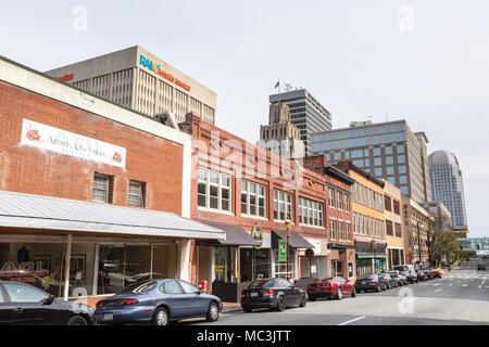 Downtown Winston-Salem on April 8, 2018 in Winston-Salem, North Carolina. Stock Photo