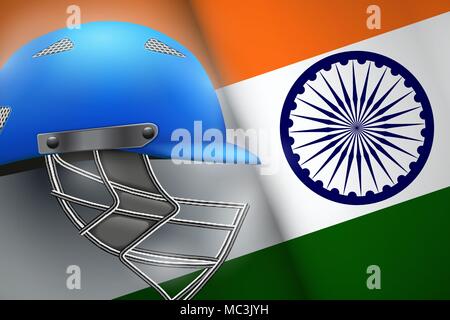 Cricket Helmet and American Flag Stock Vector