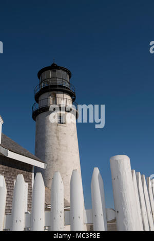 The Highland Light is an active lighthouse built in 1797 on the Cape Cod National Seashore in North Truro, Massachusetts. Stock Photo