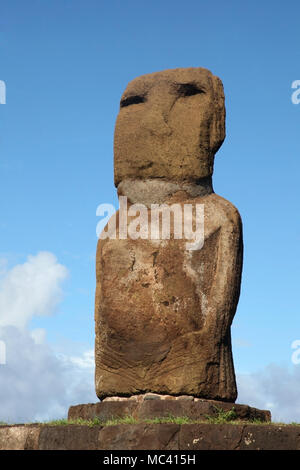 One Moai Ahu Riata in Hanga Piko, Easter Island, Chile Stock Photo
