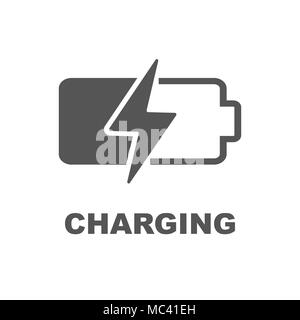 Battery Charging vector icon. Black sign on white background Stock Vector