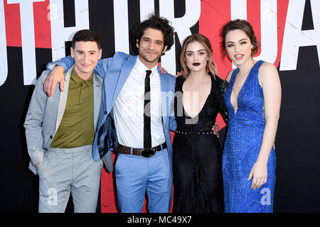 Hollywood, CA, USA. 12th Apr, 2018. 12 April 2018 - Hollywood, California - Sam Lerner, Tyler Posey, Lucy Hale, Violett Beane. ''Truth or Dare'' Los Angeles Premiere held at Arclight Hollywood. Photo Credit: Birdie Thompson/AdMedia Credit: Birdie Thompson/AdMedia/ZUMA Wire/Alamy Live News Stock Photo
