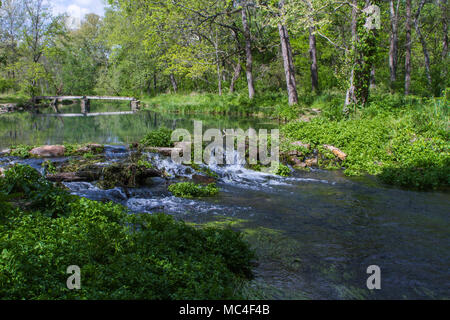Foot bridge at Montauk State Park, Missouri Stock Photo
