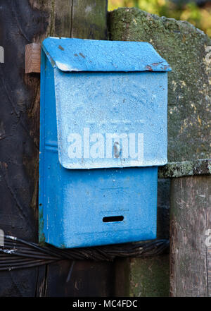 The old blue mailbox of the times of the USSR Stock Photo