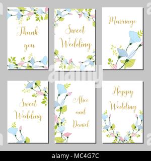 Botanic card with wild flowers, leaves. Stock Vector