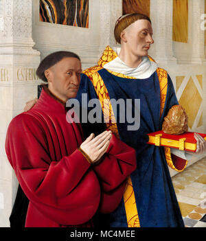 Jean Fouquet, Etienne Chevalier with St. Stephen 1454 Gemaldegalerie, Berlin, Germany. Stock Photo