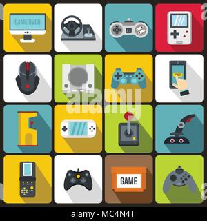 Video game icons set , flat style Stock Vector