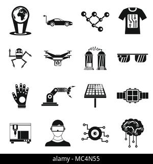 New technologies icons set, simple style Stock Vector