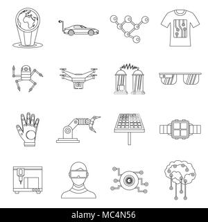 New technologies set, outline style Stock Vector